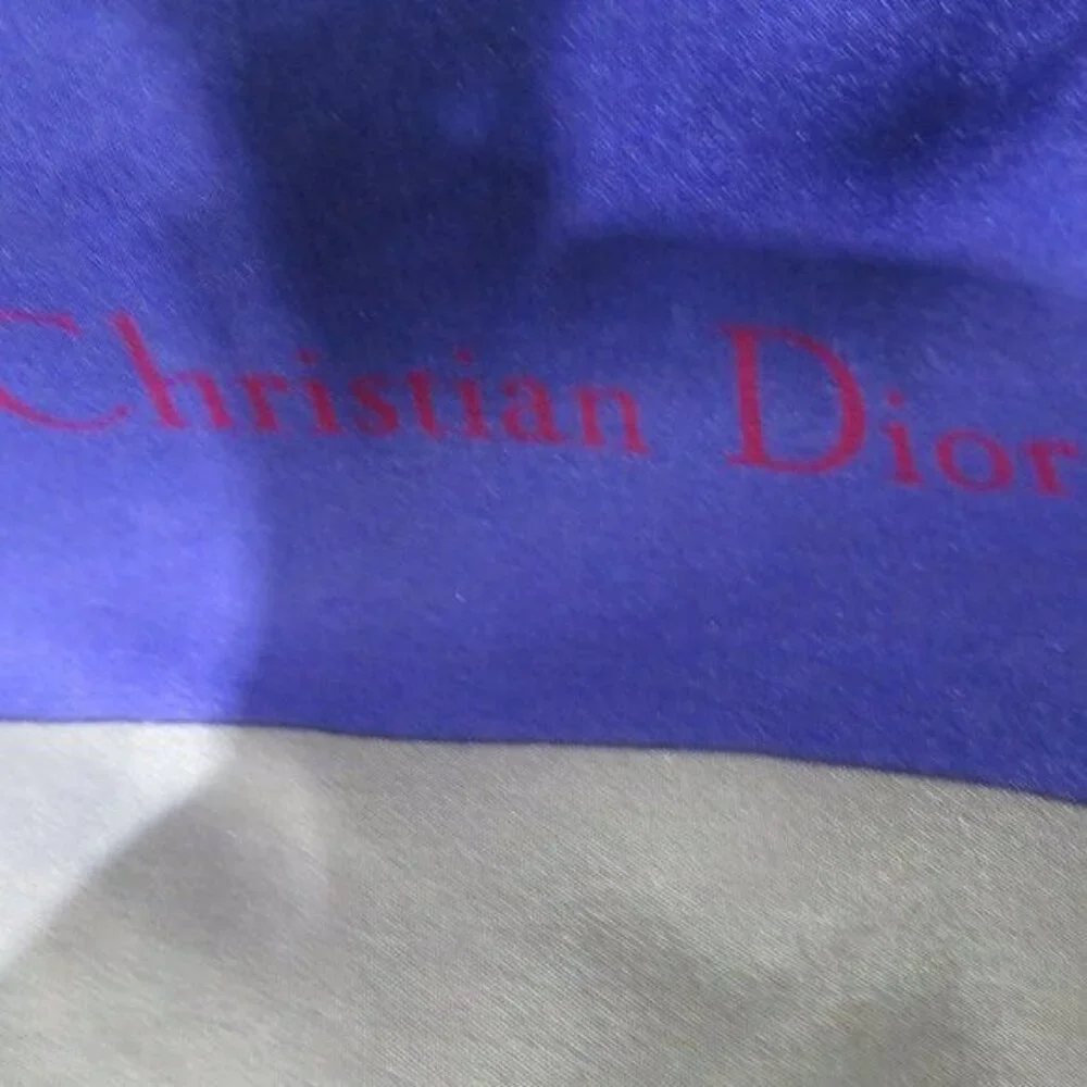 Christian Dior 100% silk scarf purple & pinks with white & yellow floral